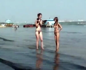 Bare youngsters on the beach for swingers in Kiev. Bare
