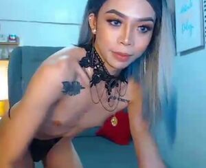 Steaming tiny little japanese trans on webcam 2